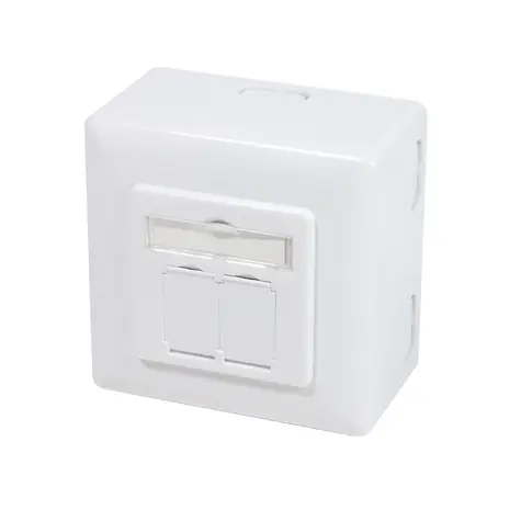LogiLink síťová zásuvka CAT6 2x RJ45 bílá / Síťová zásuvka / stíněná / PoE++ / pod omítku
