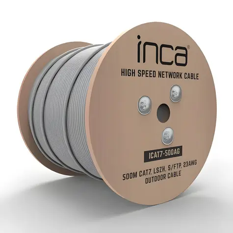 INCA Síťový kabel Cat7 500 m šedá / Síťový kabel / S/FTP / 10 Gbit/s / AWG23
