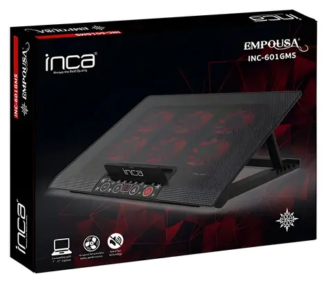 INCA INC-601GMS / Chladicí podstavec pro notebook / 6× ventilátor / LED podsvícení / 2x USB / do 17 palců