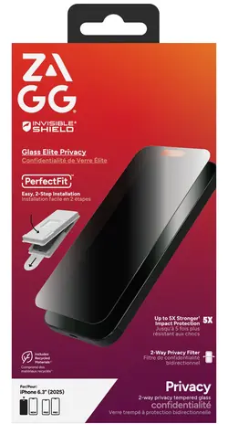 ZAGG Glass Elite Privacy 360 / Ochranné sklo / Apple iPhone 17 / Privacy filtr / Antimikrobiální úprava