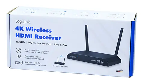 LogiLink HDW0103 bezdrátový HDMI přijímač / Přijímač / 4K 60Hz / HDCP 2.2 / Dosah 150 m