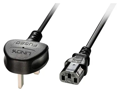 Lindy černá / Napájecí kabel / Zástrčka typu G - IEC C13 / 3 m