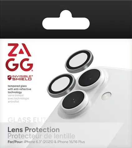 ZAGG InvisibleShield Premium Glass stříbrná / Ochranné sklo čoček / Apple iPhone 17/16/16+ / 2 ks