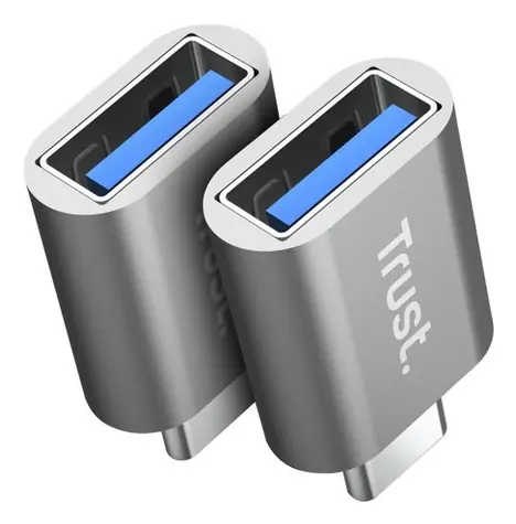 Trust Calyx 26221 stříbrná / Adaptér / USB-C na USB-A / 10 Gb/s / 18W nabíjení