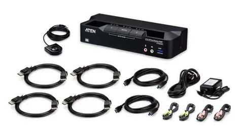 ATEN / 2-portový KVM přepínač / USB 3.0 / DisplayPort 8K / dva monitory / KVMP / vč. kabelů