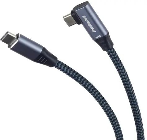 PremiumCord USB-C zahnutý šedá / Datový kabel / USB 3.2 Gen 2x2 / 20 Gbit/s / 100 W / 3 m