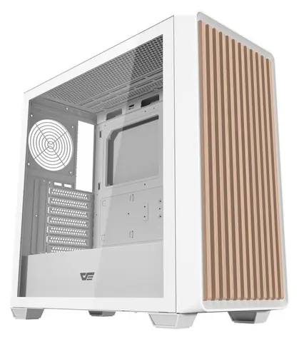 darkFlash DS900WD bílá / PC skříň / ATX / M-ATX / ITX / tvrzené sklo / dřevěný panel / bez zdroje