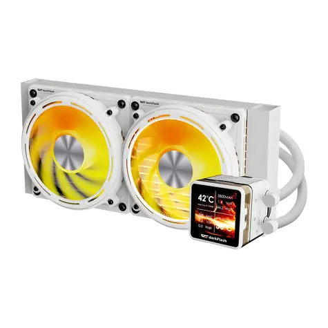 darkFlash DE240 bílá / AiO chladič CPU / 2x 120 mm / ARGB podsvícení / 800-2000 RPM / 36 dB / Intel + AMD