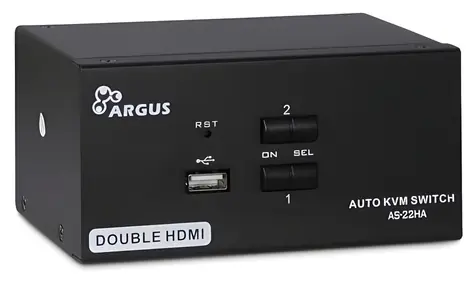Inter-Tech AS-22HA / KVM přepínač / 2 porty / HDMI / USB / kovové provedení