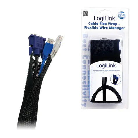 LogiLink Kabelový organizér flexibilní černá / Kabelový organizér / 180 cm / -30 až 125 °C