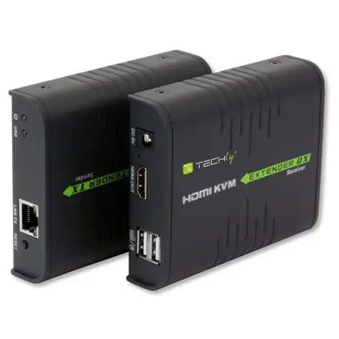 Techly IDATA HDMI-KVM2 černá / KVM extender / HDMI + USB / Cat5e/Cat6 / 120 m / Full HD 60Hz