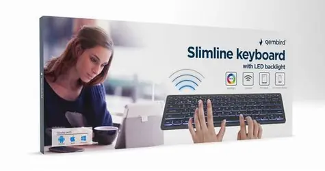 Gembird Slimline klávesnice černá / Klávesnice / Bluetooth / podsvícená / výdrž 70 h
