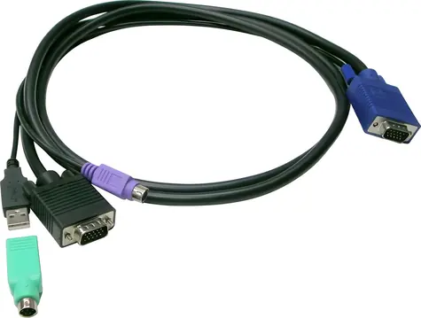LevelOne KVM kabel VGA/USB/PS2 černý / KVM kabel / 5 m / VGA, USB-A, PS/2