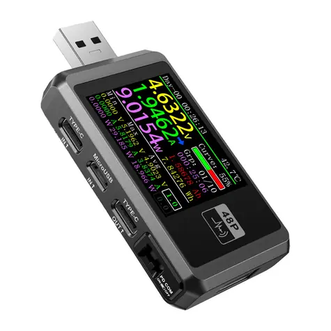 FNIRSI FNB48P černý / USB tester nabíjení / USB-C, USB-A, Micro USB / PD, QC / 6,5 A