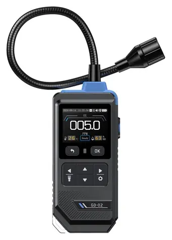 FNIRSI GD-02 / Detektor hořlavých plynů / rozsah 50 000 ppm / sonda 36 cm / barevný displej