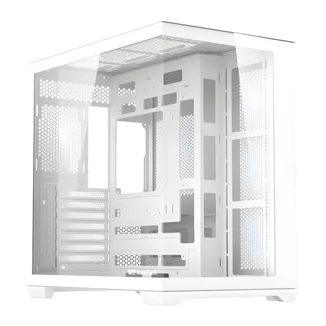 darkFlash C280 bílá / Počítačová skříň / E-ATX / bez ventilátorů / tvrzené sklo / vertikální GPU