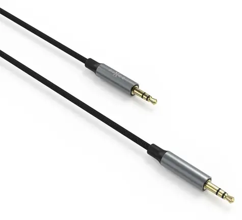 FIXED Link Space Gray / Audio kabel / 3,5mm jack - 3,5mm jack / opletený / 1,5 m