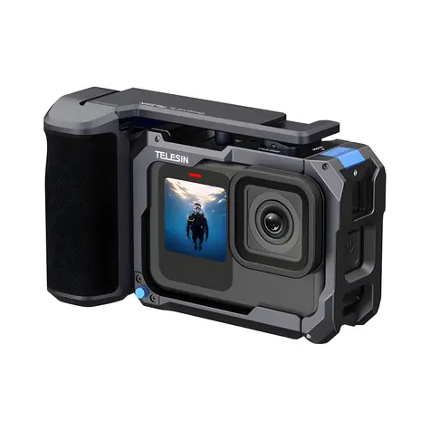 Telesin StreetGrip / Klec s rukojetí pro GoPro Hero 9-13 / hliníková CNC konstrukce / magnetické uchycení