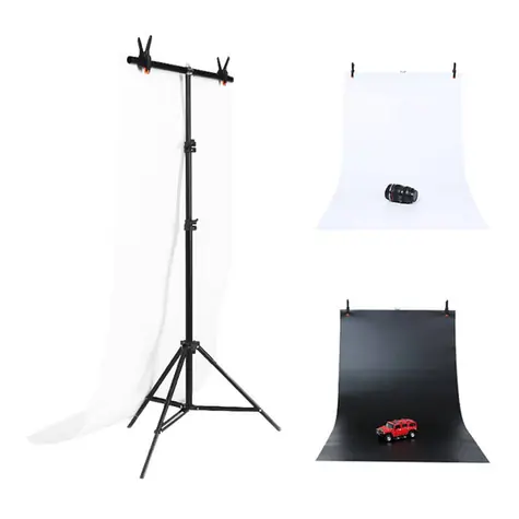 Puluz DCA0976 / Sada fotografického pozadí / stativ 70-200 cm / 2x pozadí 70x140 cm / kov