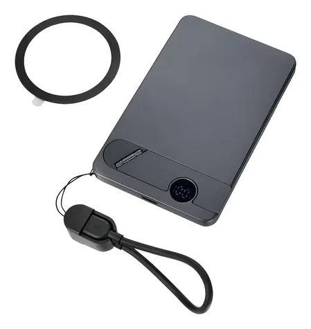 TROIKA STROMKONSERVE 5 šedá, černá / Powerbanka / 5000 mAh / MagSafe / Bezdrátové nabíjení 15W / USB-C PD 20W