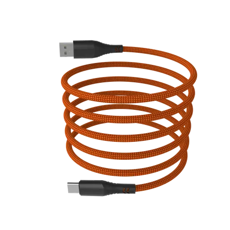 Hammer Magnetický kabel USB-C oranžový / Kabel / USB-A (M) - USB-C (M) / 65W / 1 m / nylonové opletení