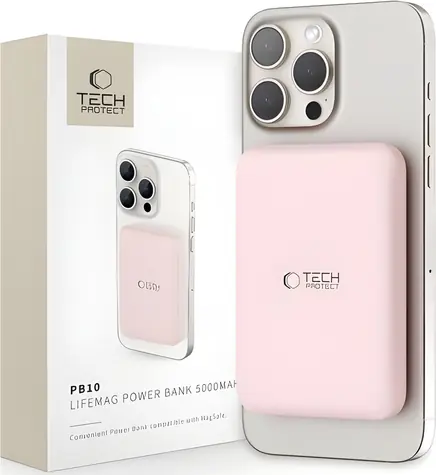 Tech-Protect PB10 Lifemag růžová / Powerbanka / MagSafe / 5000 mAh