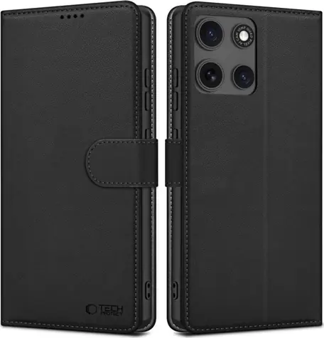 Tech-Protect Wallet černá matná / Peněženkové pouzdro / Motorola Moto G15, G15 Power / stojánek / ekokůže