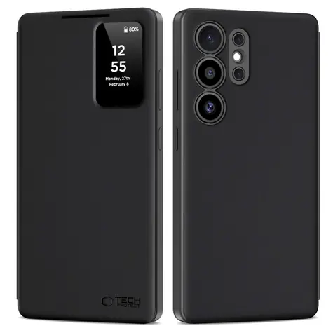 Tech-Protect Smart Wallet černá matná / Pouzdro pro Samsung Galaxy S25 Ultra / peněženka / okénko / stojánek