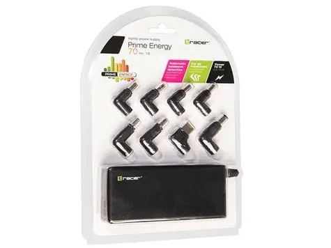 Tracer Prime Energy 70W / Univerzální napájecí adaptér pro notebooky / 8 konektorů / 100-240V