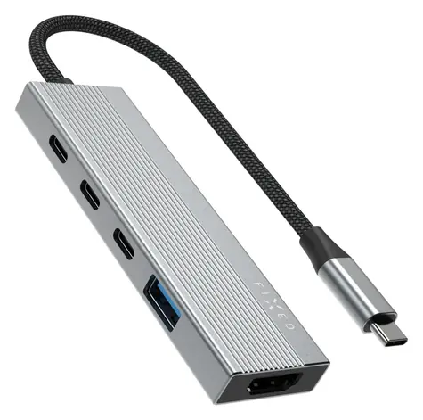 FIXED HUB Core vesmírně šedá / USB-C hub / 5v1 / HDMI 4K60Hz / USB-C PD 100W / hliníkové tělo