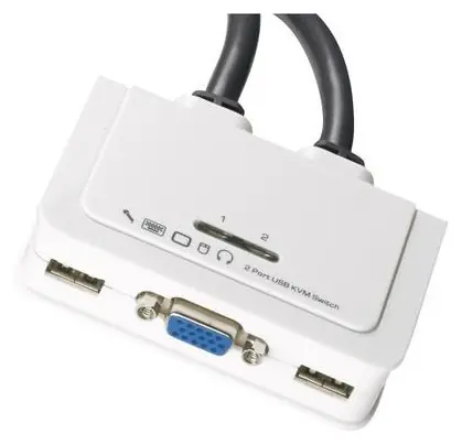 EFB EB977 bílá / KVM přepínač / 2 porty / VGA / USB / Audio / kabely 2x 0,9 m