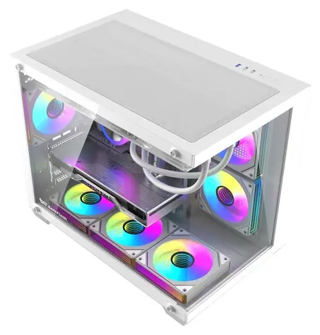darkFlash B275 PRO bílá / Skříň PC / Mini Tower / M-ATX / ITX / 6× 120 mm ventilátor / Tvrzené sklo