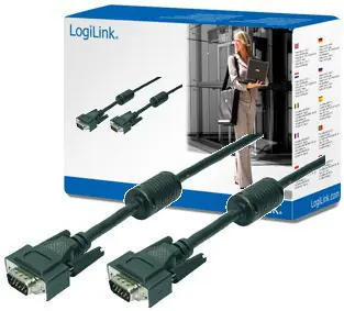 LogiLink VGA kabel 20 m černá / Propojovací video kabel / VGA (D-Sub) - VGA (D-Sub) / s ferity