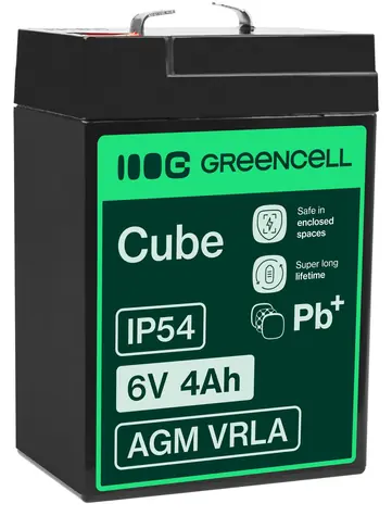 Green Cell Olověný akumulátor VRLA AGM 6V 4Ah / Baterie / Faston F1 / do UPS