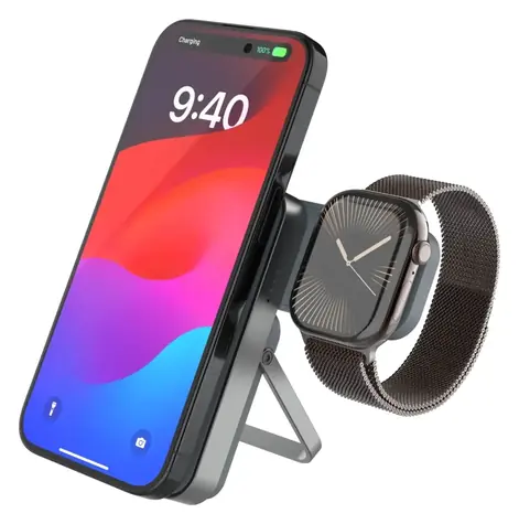 FIXED MagZen 5 Stand šedá / Powerbanka / MagSafe / 5000mAh / 20W / Nabíječka pro Apple Watch