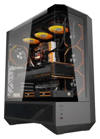 darkFlash DY460 černá / Skříň / ATX/M-ATX/ITX / 4x ARGB ventilátor / tvrzené sklo / USB-C
