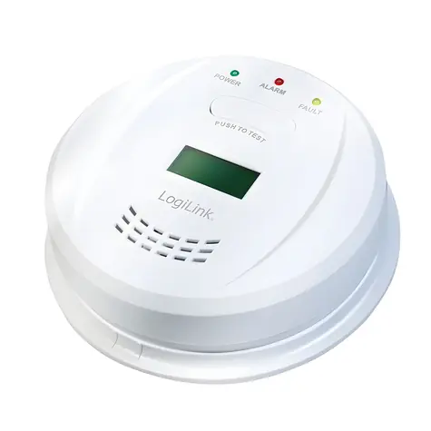 LogiLink hlásič CO s LCD displejem bílá / Detektor oxidu uhelnatého / akumulátor / 85 dB
