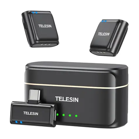 Telesin P5-MCP-01 / Bezdrátový mikrofon / powerbanka USB-C / dosah 200 m / Bluetooth