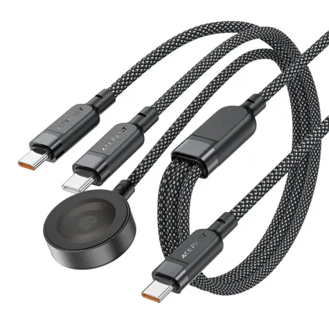 Acefast C6-11 černá / Nabíjecí kabel 3v1 / USB-C - 2x USB-C / Qi / 100W / 480 Mb/s / 1,2 m