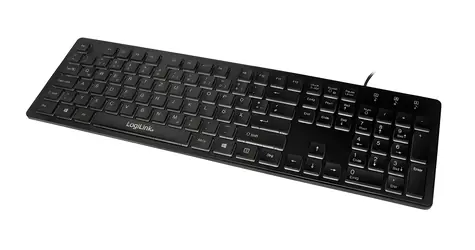 LogiLink Klávesnice s LED podsvícením černá / Klávesnice / DE layout / USB / 104 kláves