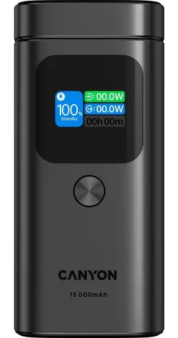 Canyon OnPower 150 PB150DG tmavě šedá / Powerbanka / Qi2 magnetická / 15000 mAh / 100 W / USB-C