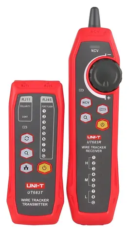 UNI-T UT683KIT / Lokátor kabelů / vysílač a přijímač / RJ11 do 3000 m / NCV