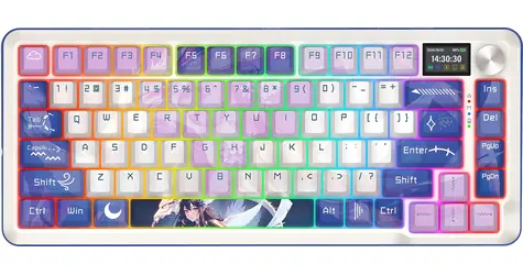 Redragon K708AK-RGB-PRO Flekact Pro fialová / Herní klávesnice / mechanická / Leopard L / RGB / bezdrátová