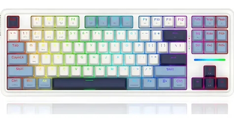 Redragon K728 Leopard L bílá / Bezdrátová herní klávesnice / mechanická / podsvícená / BT / USB