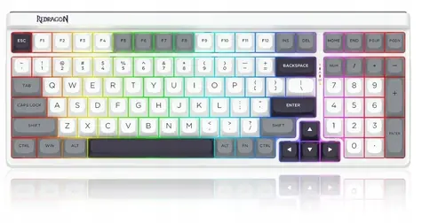 Redragon Garen Pro bílo-šedá / Herní klávesnice / mechanická / Manbo Linear Switch / podsvícená / bezdrátová