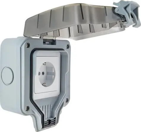 Schwaiger Venkovní zásuvka IP66 pod omítku / Zásuvka / 1x Schuko / 230V/16A / šedá