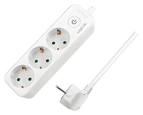 LogiLink LPS244 bílá / Prodlužovací přívod 230V / 1,5m / 3 zásuvky / s vypínačem
