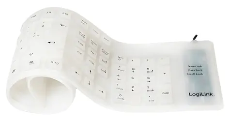 LogiLink Ohebná klávesnice bílá / Klávesnice / voděodolná / USB / PS/2 / DE / 109 kláves