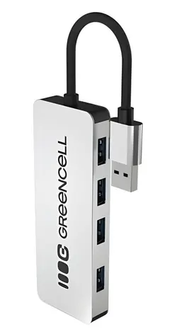 Green Cell USB hub 4 porty / USB hub / 4x USB-A 3.0 / 5 Gbps / hliníkové pouzdro
