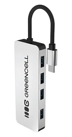 Green Cell USB-C Hub 4v1 hliníkové pouzdro / USB hub / 4x USB 3.0 / 5 Gb/s